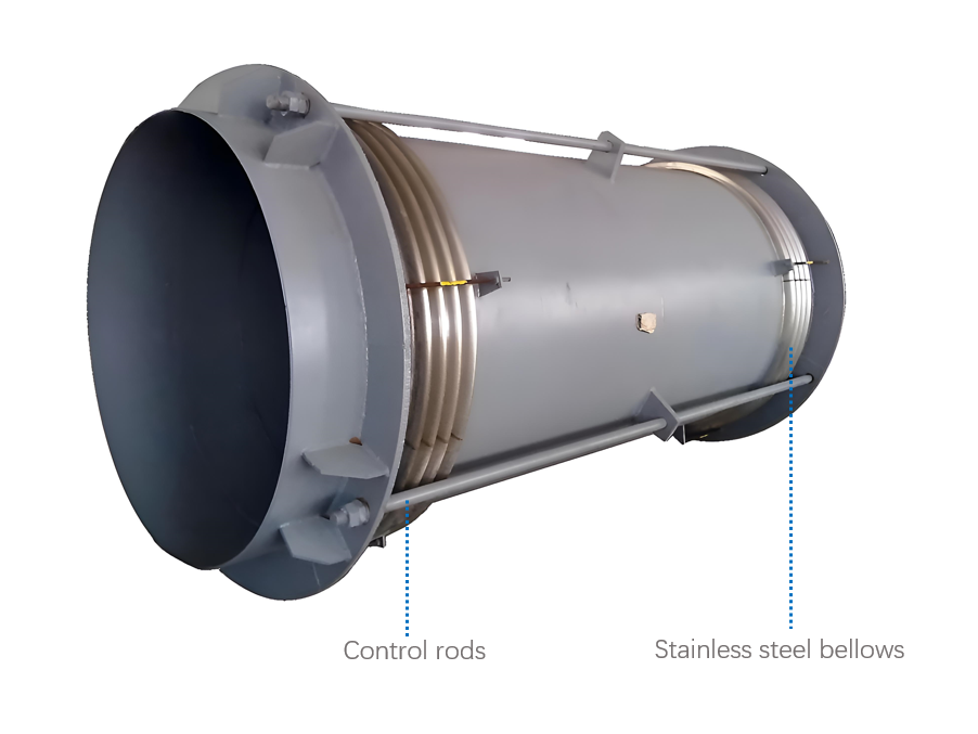 What is the purpose of the control rod in a metal expansion joint?