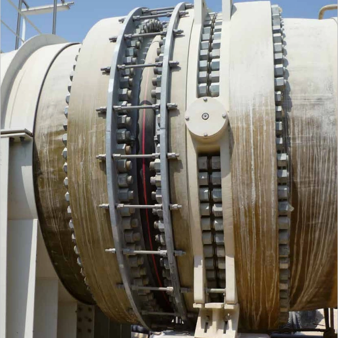 Sewage treatment plant using large rubber expansion joints