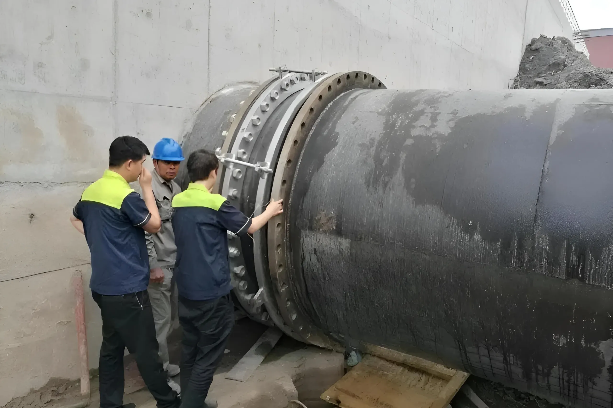 Workers-are-checking-the-expansion-joint-rubber-bellow Workers-are-checking-the-expansion-joint-rubber-bellow